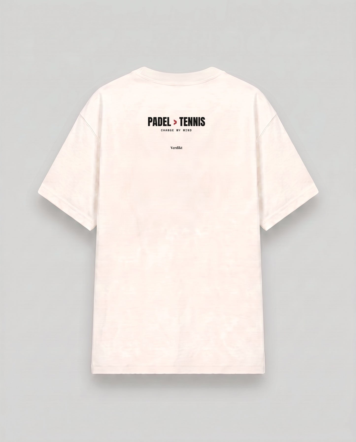 PADEL TENNIS CHANGE MY MIND print - cream tee, back (grey studio)
