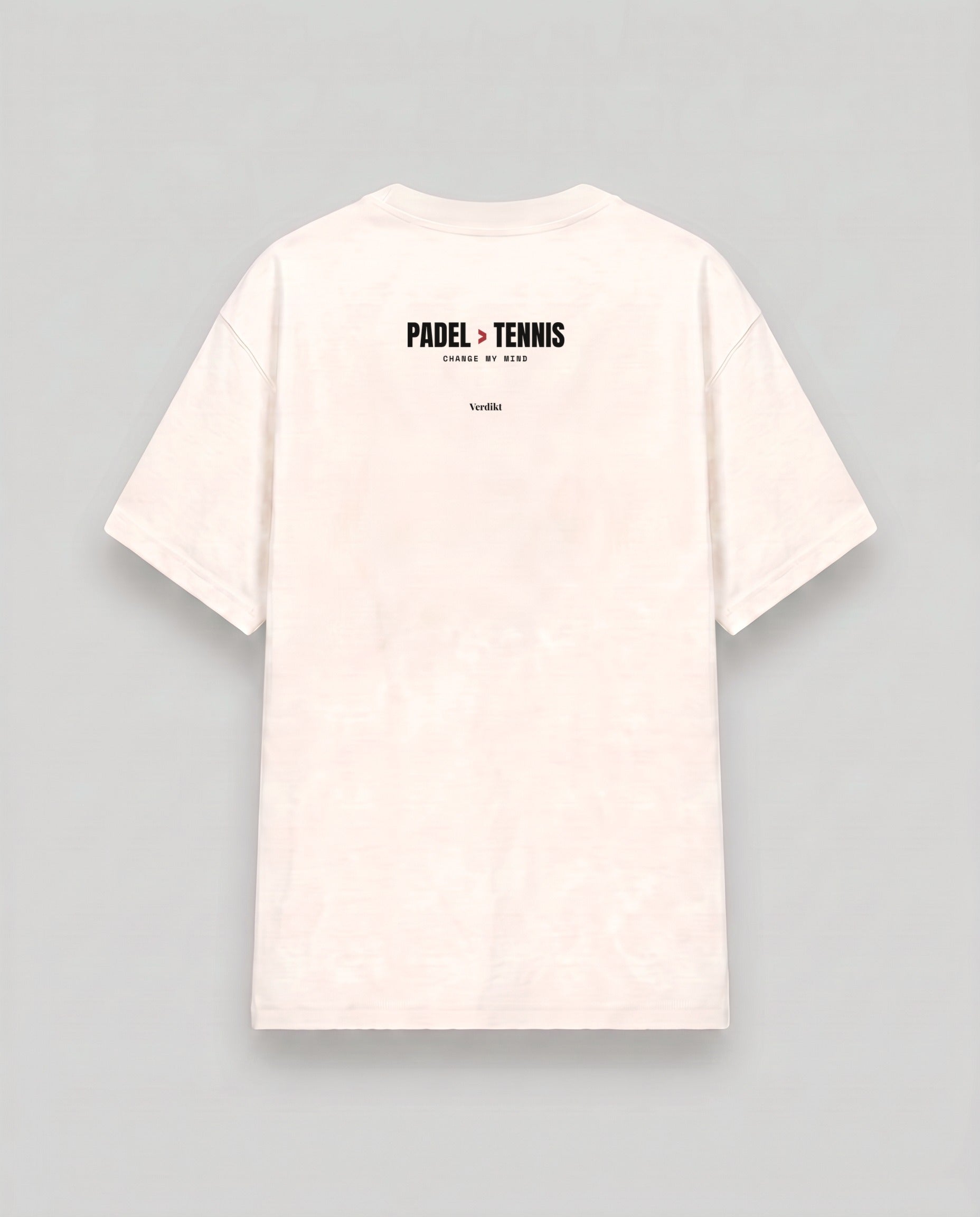 PADEL TENNIS CHANGE MY MIND print - cream tee, back (grey studio)