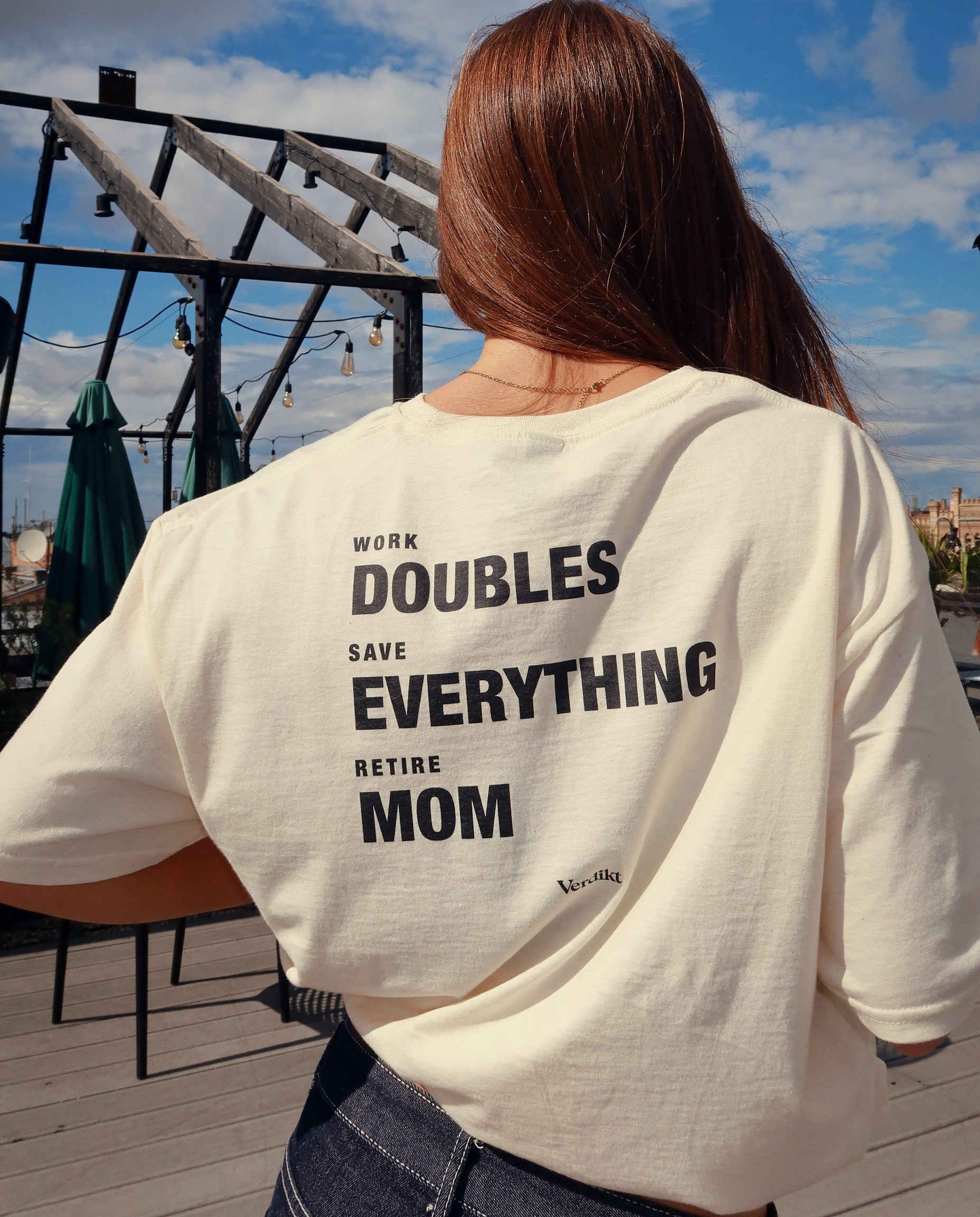 WORK DOUBLES SAVE EVERYTHING RETIRE MOM - worn, real photo
